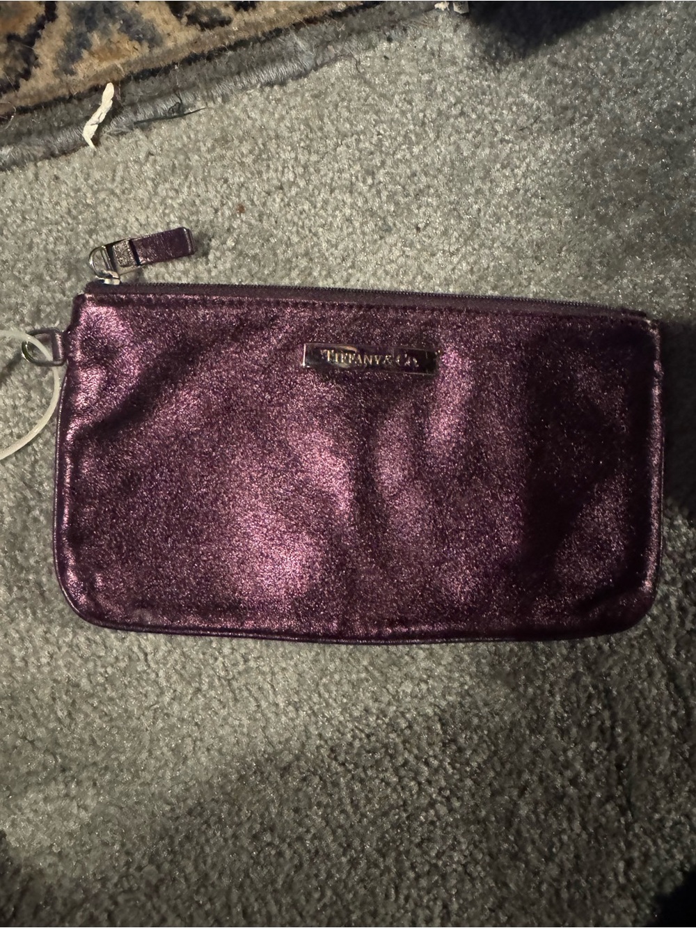 Tiffany & Co. Shimmery Plum Metallic Wristlet